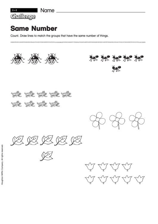 Same Number - Math Worksheet With Answers Printable pdf
