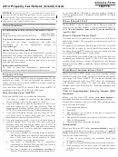 Instructions For Arizona Form 140ptc - Property Tax Refund (credit) Claim - 2014