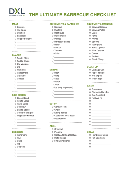 The Ultimate Barbecue Checklist Template Printable pdf