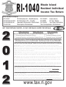 Form Ri-1040 - Rhode Island Resident Individual Income Tax Return - 2012