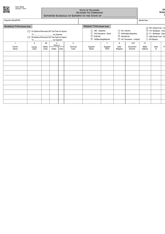 Form 105-30 - Exporter Schedule Of Exports Printable pdf