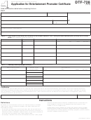 Form Dtf-728 - Application For Entertainment Promoter Certificate