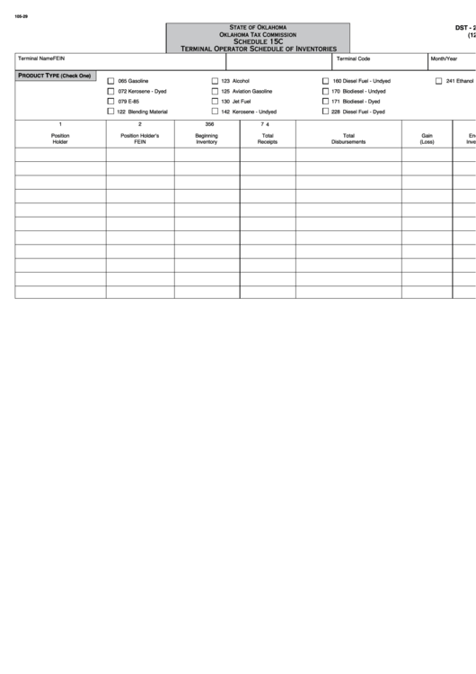 Form Dst - 201 - Schedule 15c - Terminal Operator Schedule Of Inventories Printable pdf