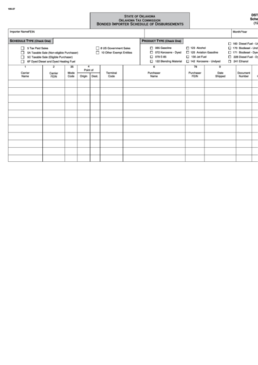 Dst - 214 - Schedule 2 - Bonded Importer Schedule Of Disbursements Printable pdf