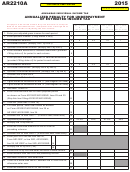 Fillable Form Ar2210a - Annualized Penalty For Underpayment Of Estimated Income Tax - 2015 Printable pdf