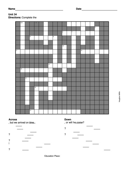 Level 6 Crossword Puzzle Template Printable pdf