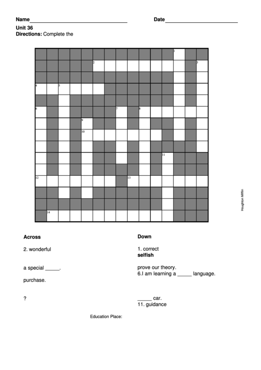 Level 6 Crossword Puzzle Template Printable pdf