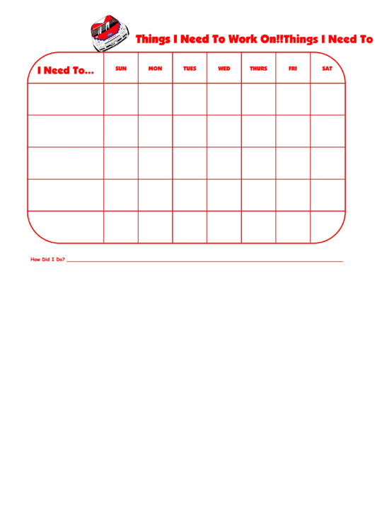 Car Weekly Behavior Chart Printable pdf