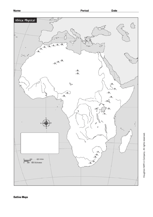 Africa Outline Map Template Printable pdf