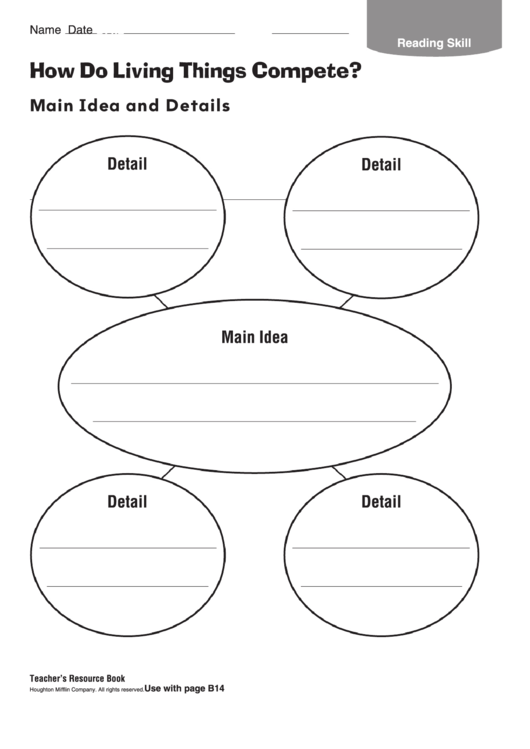 Main Idea And Details Graphic Organizer Template Printable pdf