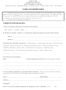 Complaint Report Form - Maryland Department Of Health Printable pdf