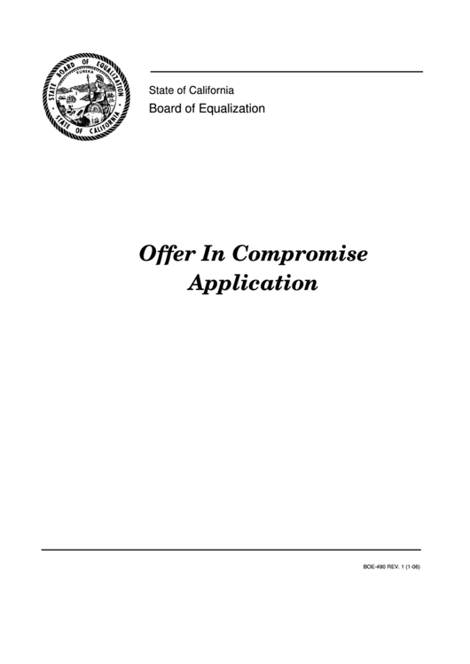 Fillable Form Boe-490 - Offer In Compromise Application Printable pdf