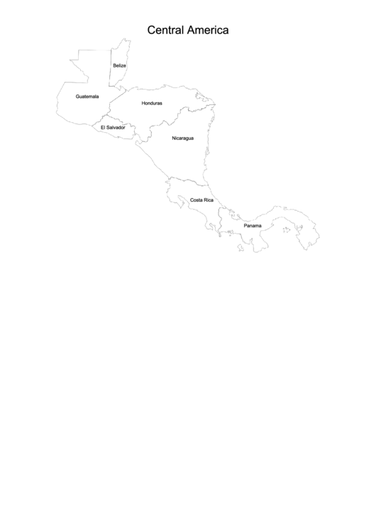 Central America Map Template Printable pdf