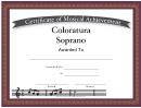 Coloratura Soprano Vocal Music Certificate