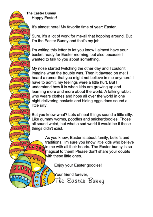 Easter Bunny Letter Template - Older Kids Printable pdf