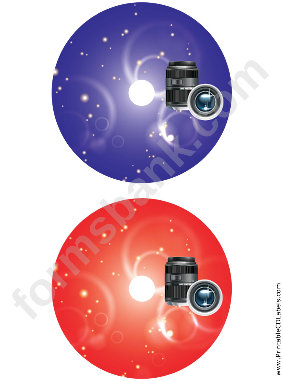 Blue Red Lenses Photography Cd-Dvd Labels
