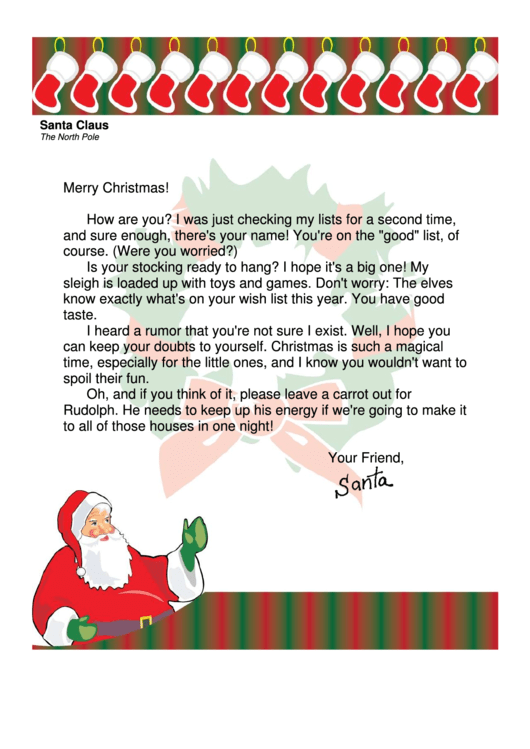 Santa Exists Letter Template Printable pdf