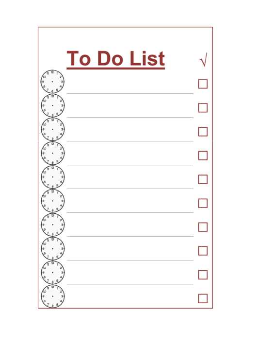 To Do List With Time Allocation Printable pdf
