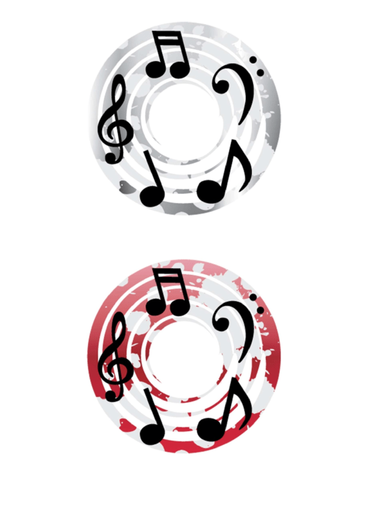 Gray Red Notes Music Cd-Dvd Labels Printable pdf