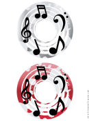 Gray Red Notes Music Cd-dvd Labels