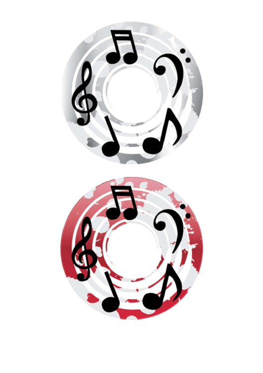 Gray Red Notes Music Cd-Dvd Labels Printable pdf