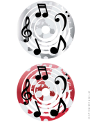 Gray Red Notes Music Cd-dvd Labels