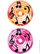 Red Pink Notes Music Cd-dvd Labels