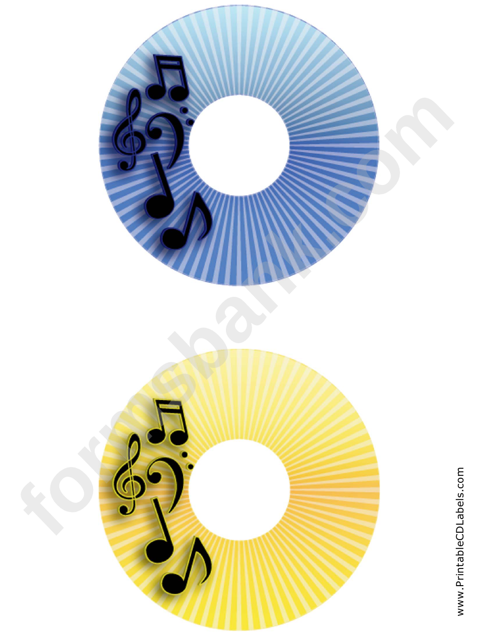 Blue Yellow Stripes Music Cd-Dvd Labels