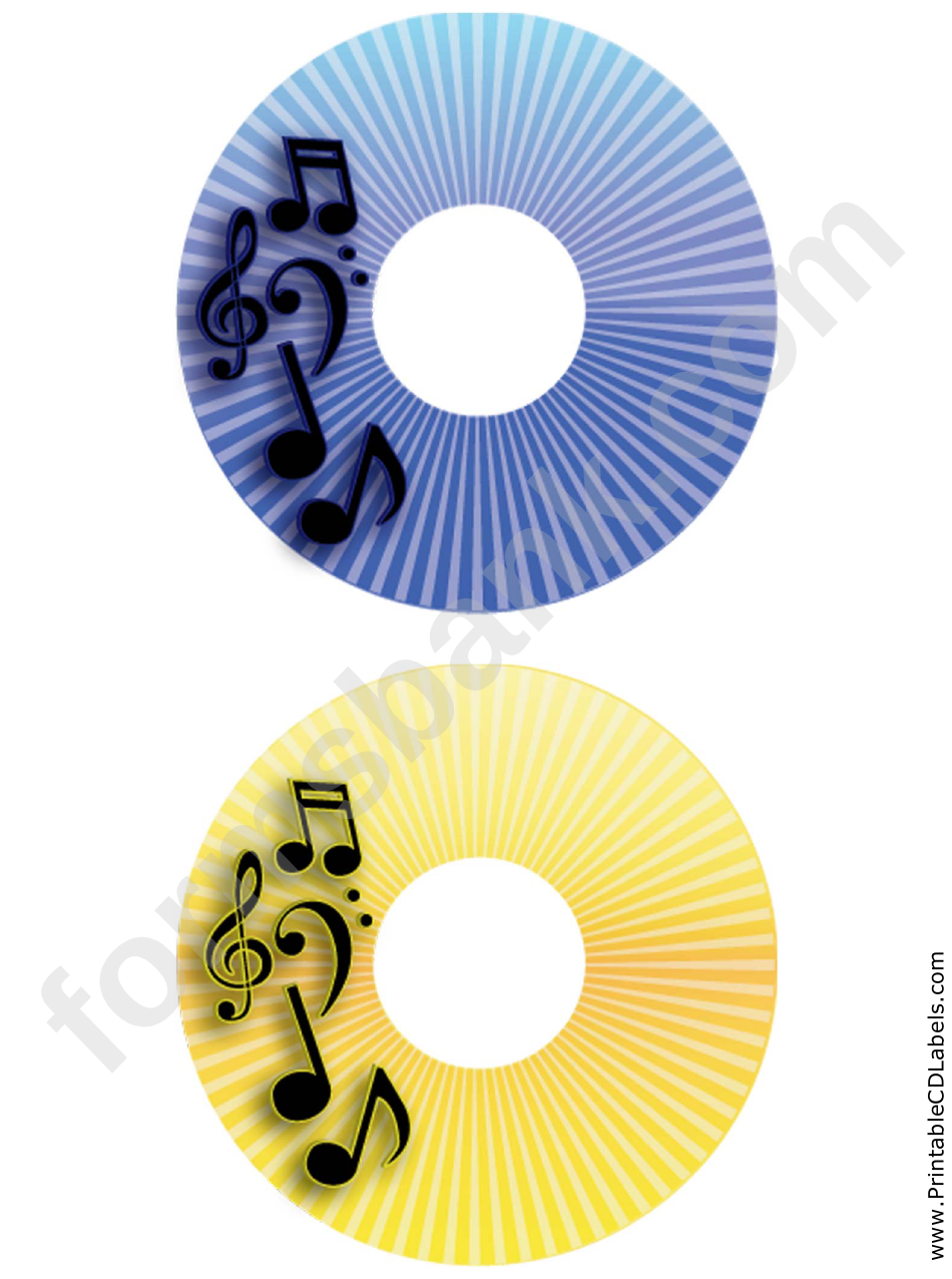 Blue Yellow Stripes Music Cd-Dvd Labels