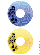 Blue Yellow Stripes Music Cd-dvd Labels