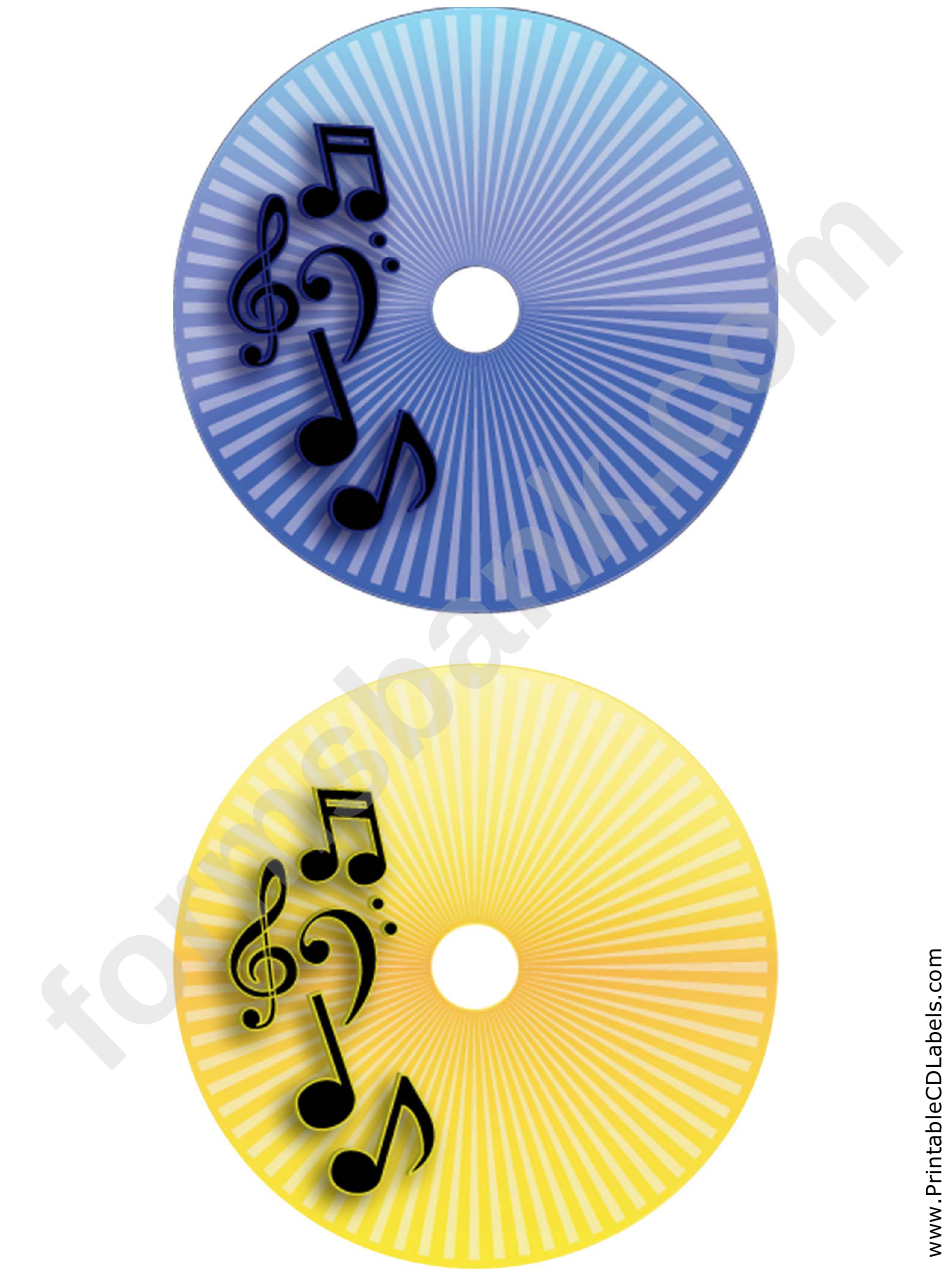 Blue Yellow Stripes Music Cd-Dvd Labels