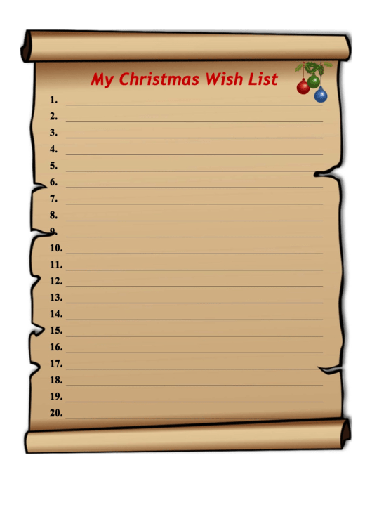 My Christmas Wish List Template Printable pdf