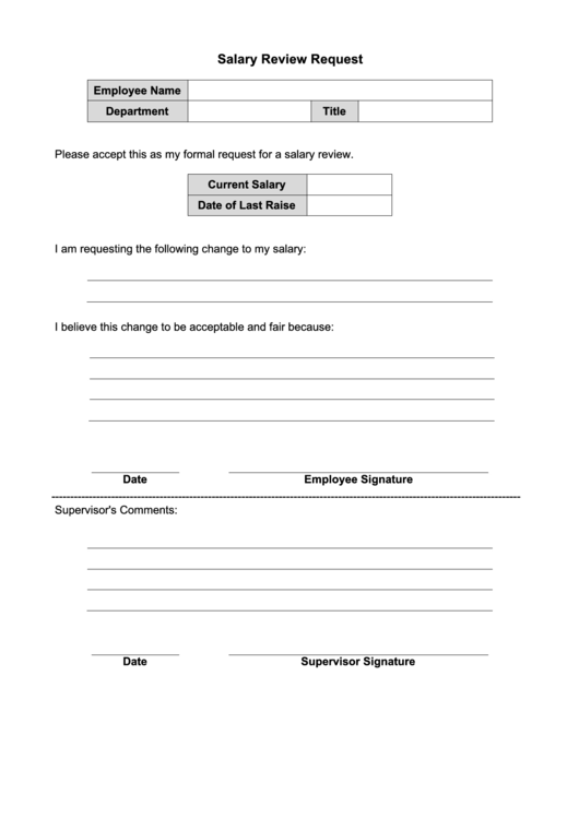 Salary Review Request Form Printable pdf