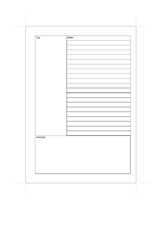 A5 Organizer Cornell Note Page-Right Printable pdf