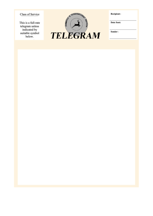 A4 Telegram Template Printable pdf