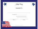 Flag Day Holiday Certificate