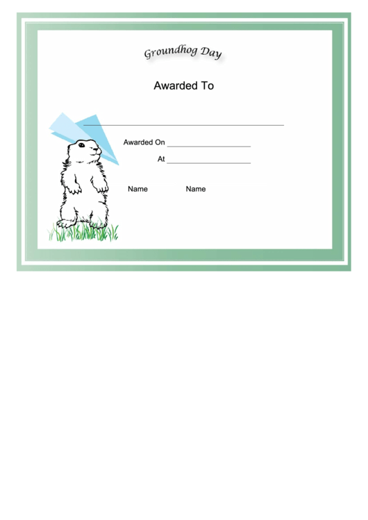 Groundhog Day Holiday Certificate Printable pdf
