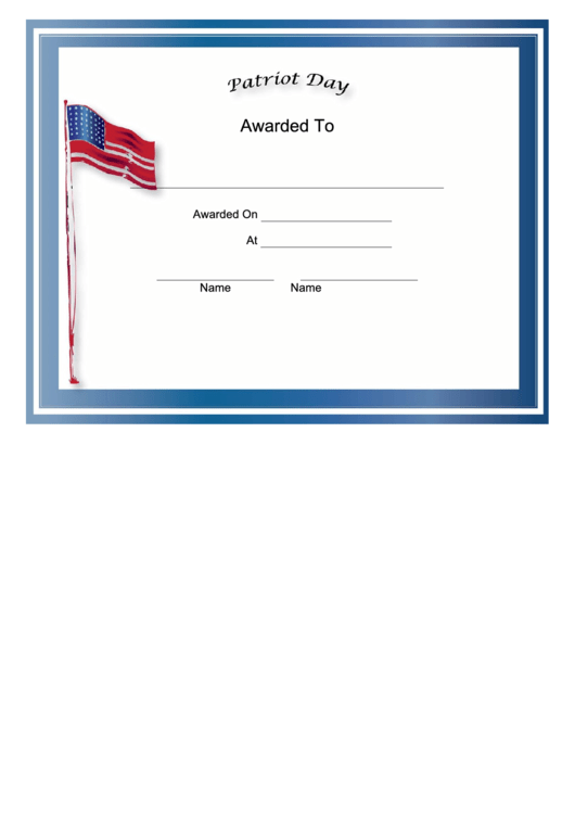 Patriot Day Holiday Certificate Printable pdf