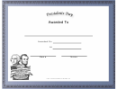 Presidents Day Holiday Certificate