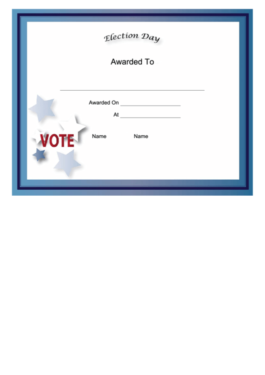 Election Day Holiday Certificate printable pdf download