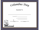 Columbus Day Holiday Certificate