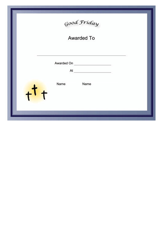 Good Friday Holiday Certificate Printable pdf