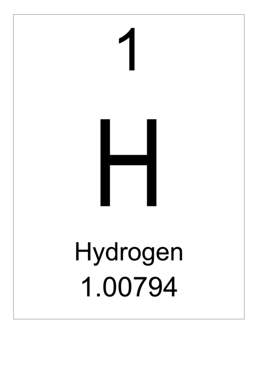 Element 001 Hydrogen Printable pdf