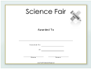Science Fair Certificate