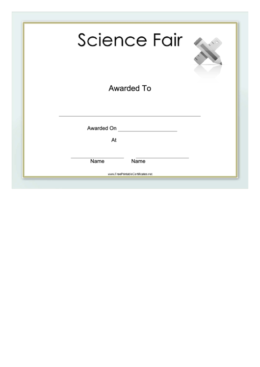 Science Fair Certificate Printable pdf