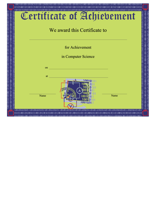 Computer Science Achievement Printable pdf