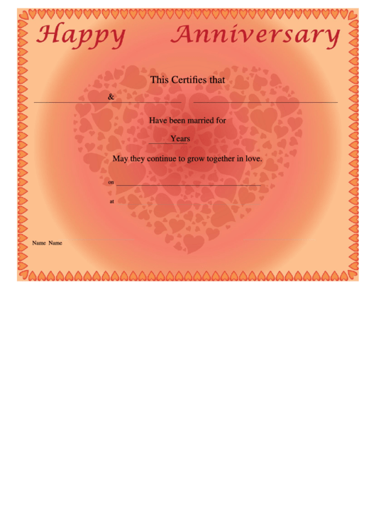 Anniversary Certificate Template