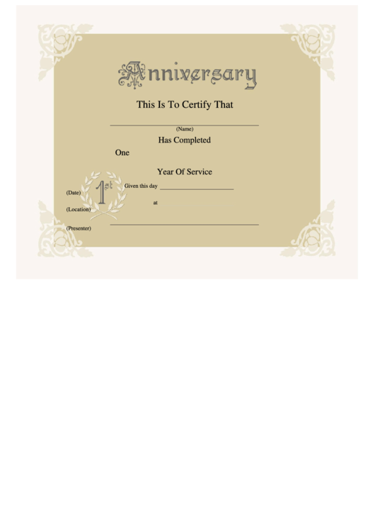 Anniversary Certificate Template Printable pdf