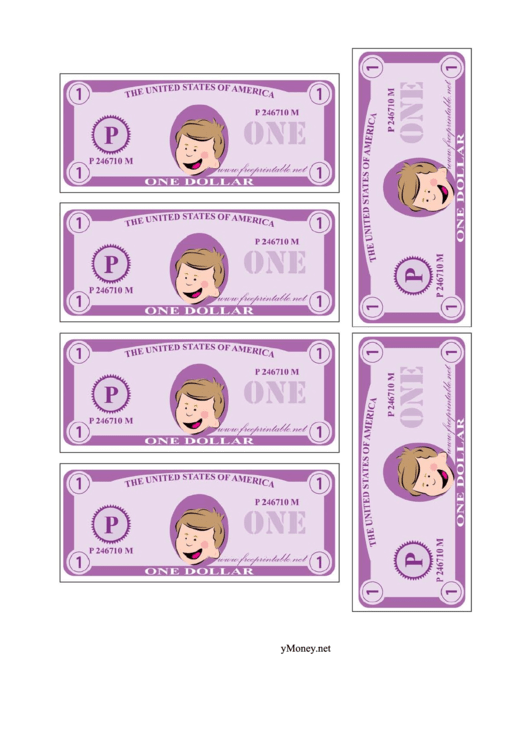 Mini-Play Purple Money Template Printable pdf