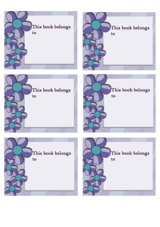 Purple Flower Bookplates Printable pdf